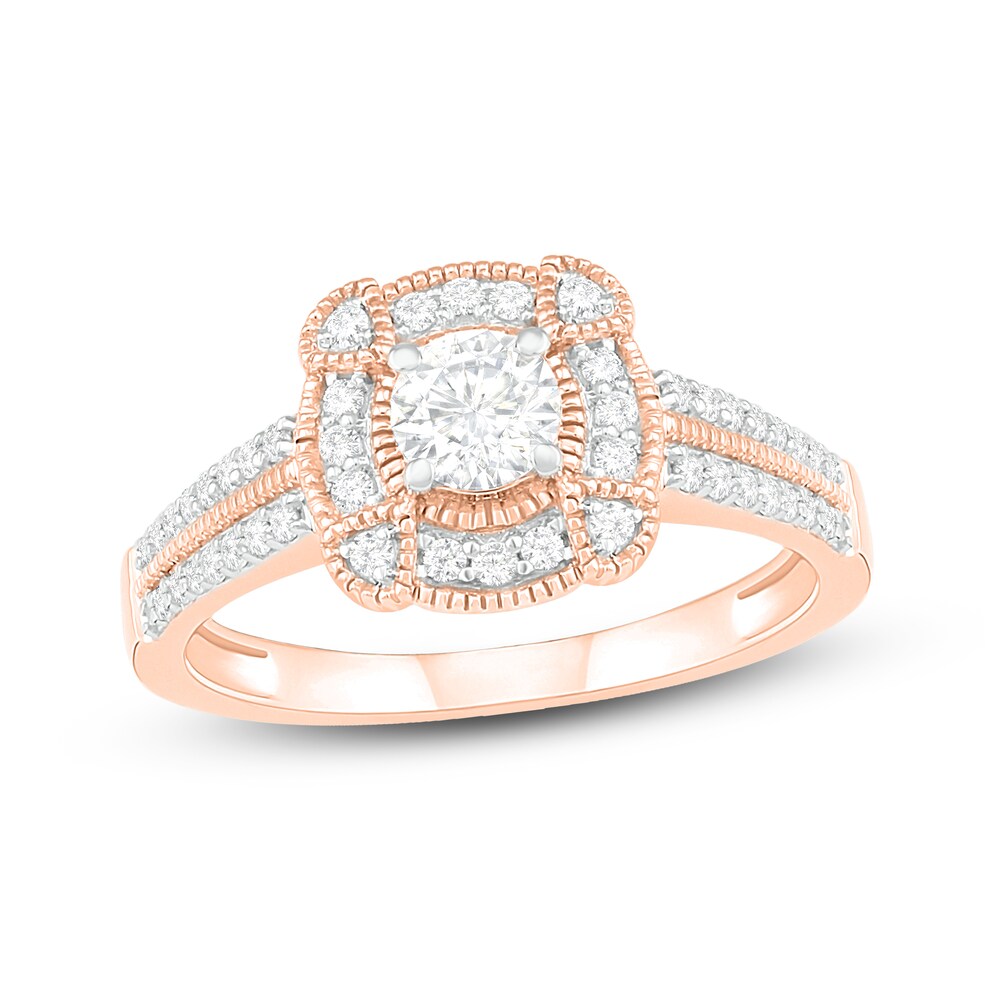 Diamond Engagement Ring 1/2 ct tw Round 14K Rose Gold BkKqEroC