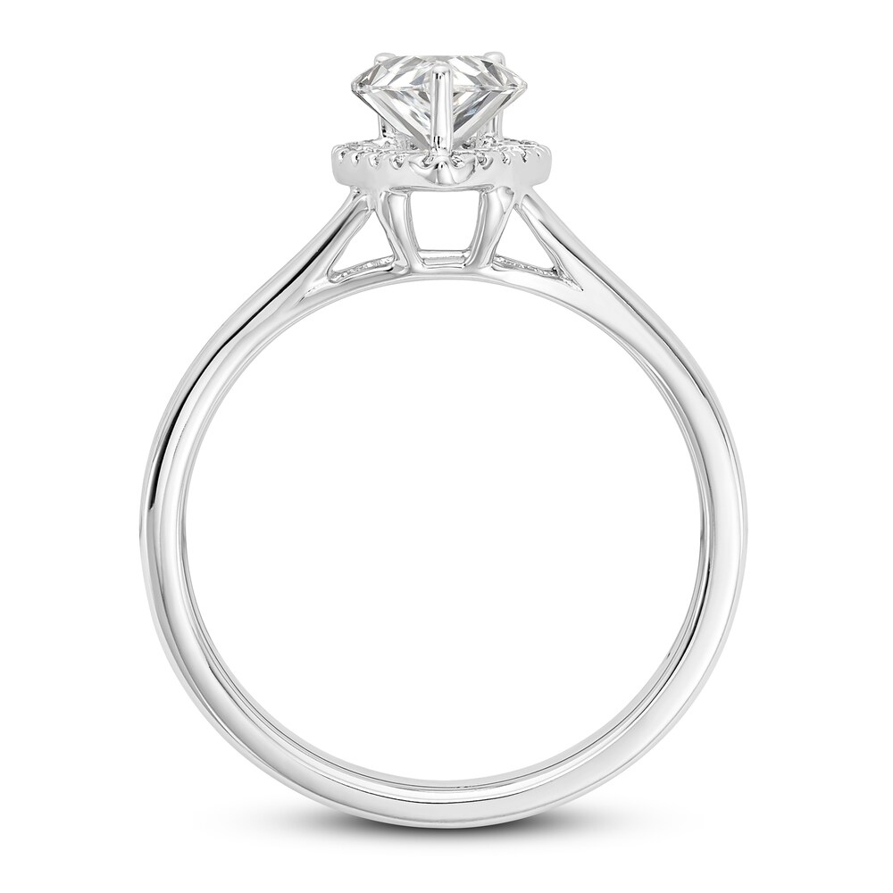 Diamond Halo Engagement Ring 1/2 ct tw Pear-shaped/Round 14K White Gold BrMSl9Kw Diamond Halo Engagement Ring 1/2 ct tw Pear-shaped/Round 14K White Gold BrMSl9Kw