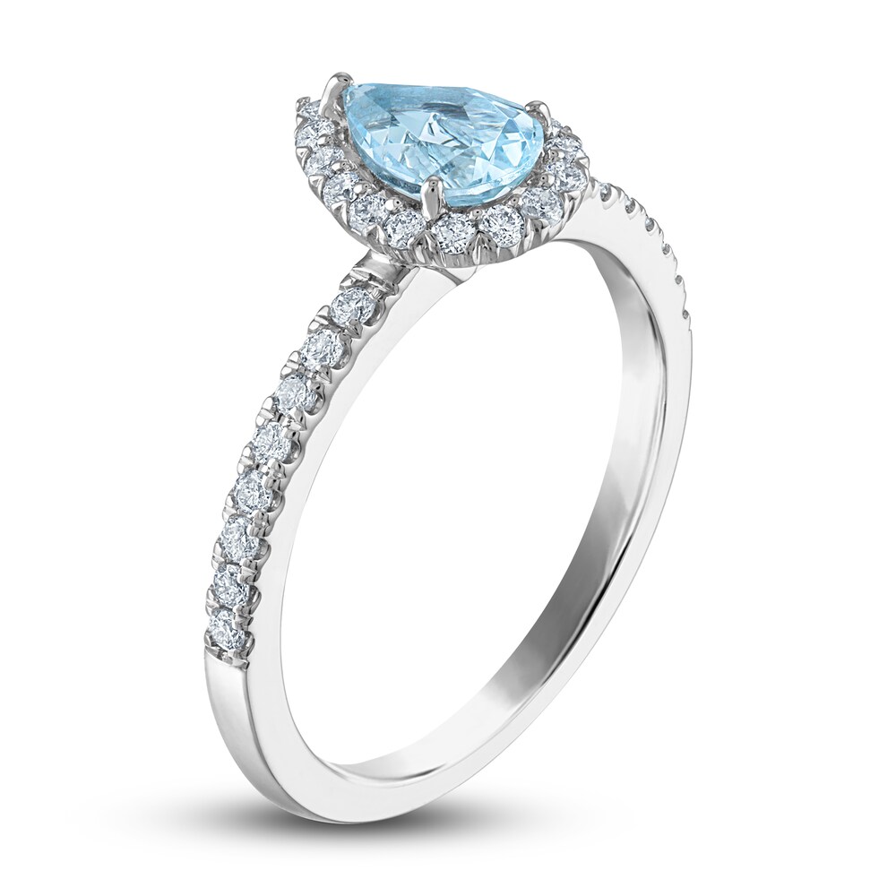 Natural Aquamarine Engagement Ring 1/3 ct tw Diamonds 14K White Gold BsAzey25 Natural Aquamarine Engagement Ring 1/3 ct tw Diamonds 14K White Gold BsAzey25