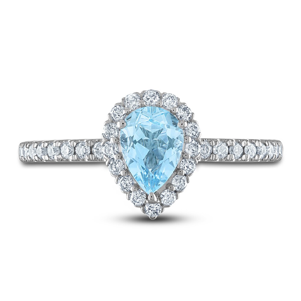 Natural Aquamarine Engagement Ring 1/3 ct tw Diamonds 14K White Gold BsAzey25 Natural Aquamarine Engagement Ring 1/3 ct tw Diamonds 14K White Gold BsAzey25