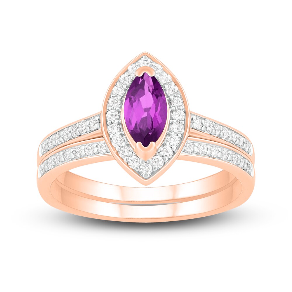 Natural Amethyst Engagement Ring 1/3 ct tw Diamonds 14K Rose Gold CEDgthJa Natural Amethyst Engagement Ring 1/3 ct tw Diamonds 14K Rose Gold CEDgthJa