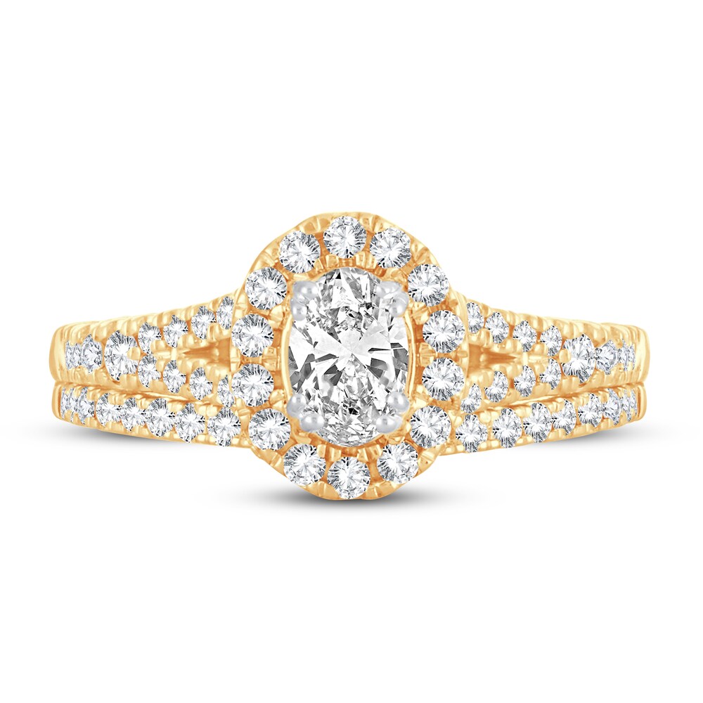 Diamond Bridal Set 1-1/8 ct tw Round/Oval 14K Yellow Gold CXY5rbrU Diamond Bridal Set 1-1/8 ct tw Round/Oval 14K Yellow Gold CXY5rbrU