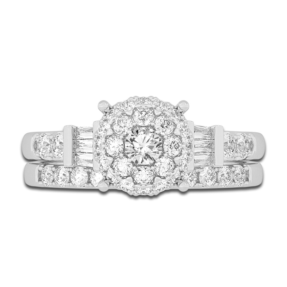 Diamond Halo Bridal Set 1 ct tw Round 14K White Gold CeRsUtcD Diamond Halo Bridal Set 1 ct tw Round 14K White Gold CeRsUtcD