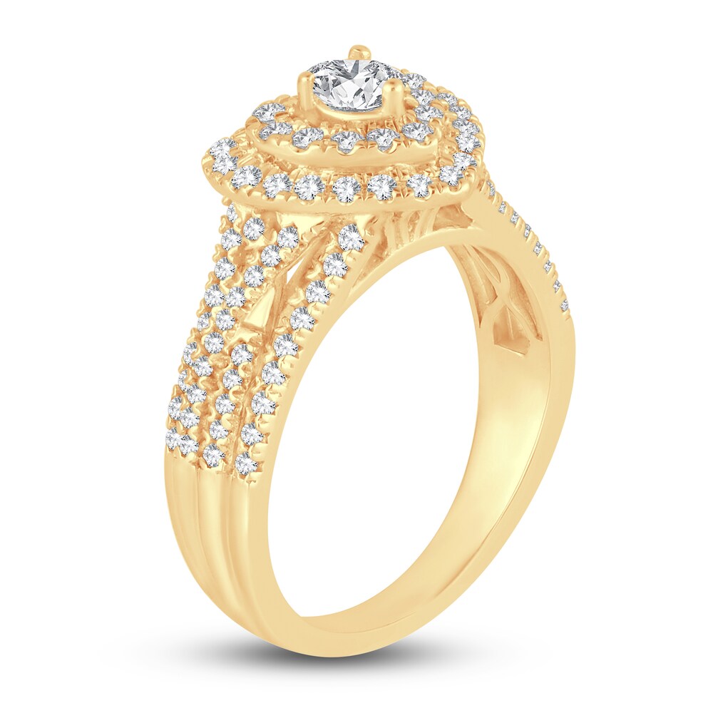 Diamond Double Halo Heart Ring 3/4 ct tw Round 14K Yellow Gold CscFAT7i Diamond Double Halo Heart Ring 3/4 ct tw Round 14K Yellow Gold CscFAT7i