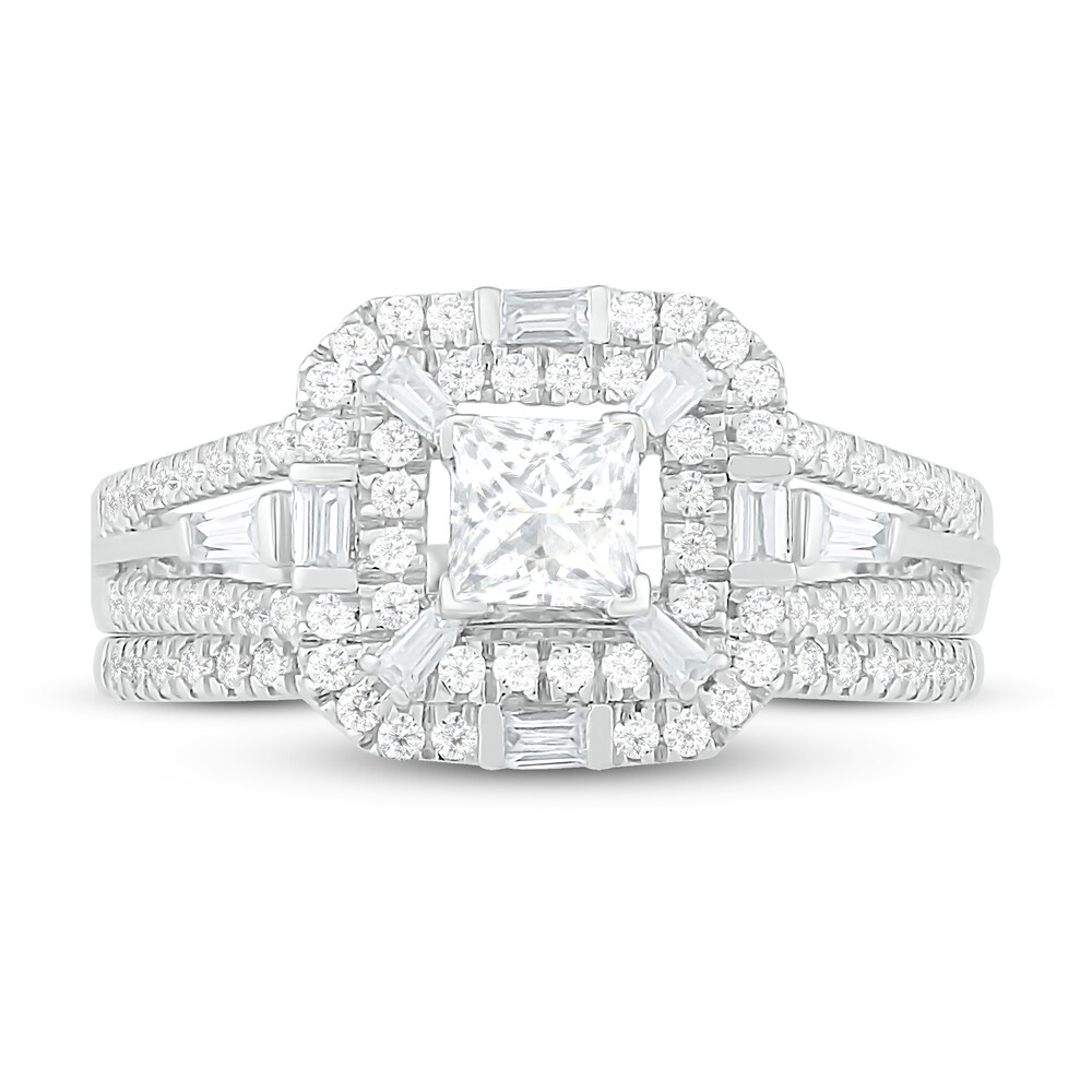 Diamond Bridal Set 1 ct tw Princess, Baguette & Round 14K White Gold D80zEsJi Diamond Bridal Set 1 ct tw Princess, Baguette & Round 14K White Gold D80zEsJi