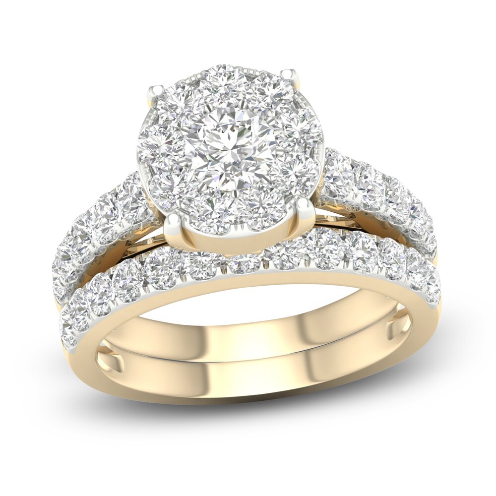 Diamond Bridal Set 2 ct tw Round 14K Yellow Gold DB5g7VjF