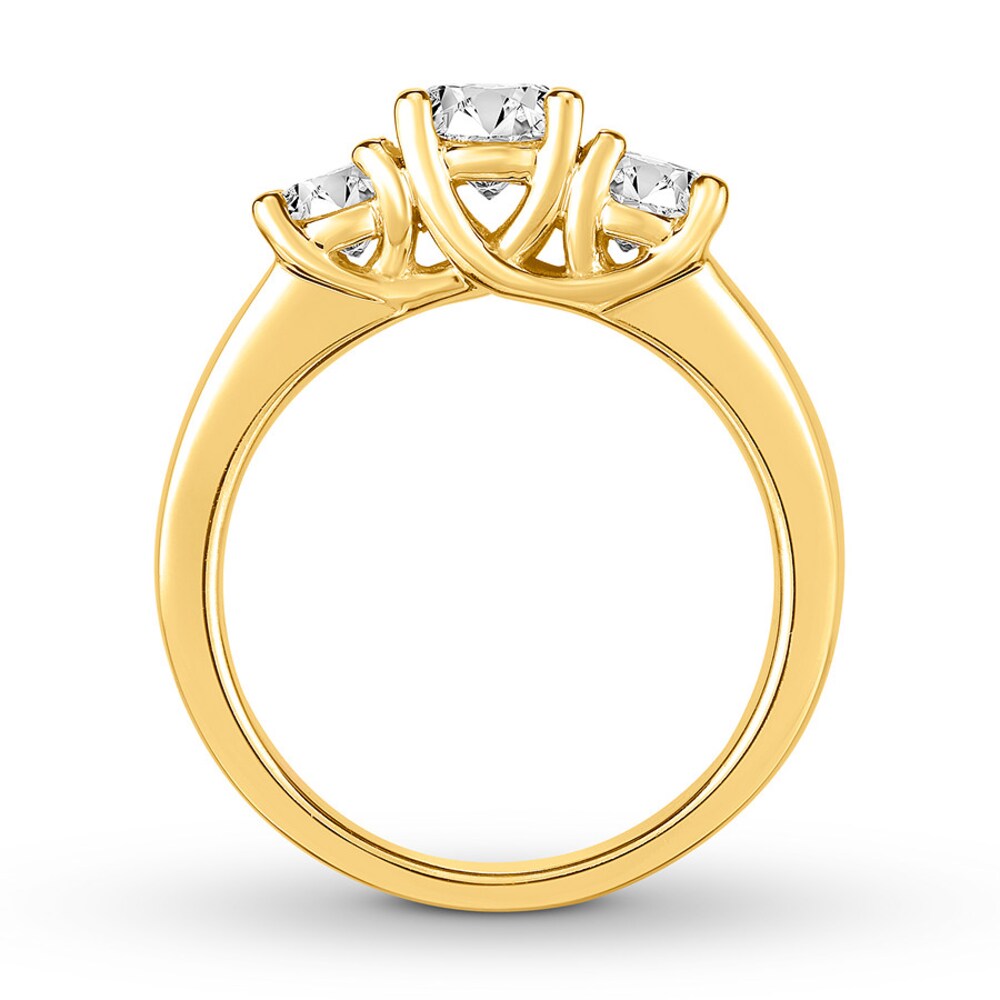 Diamond 3-Stone Ring 1-5/8 ct tw Round-cut 14K Yellow Gold DHWmoOlw Diamond 3-Stone Ring 1-5/8 ct tw Round-cut 14K Yellow Gold DHWmoOlw