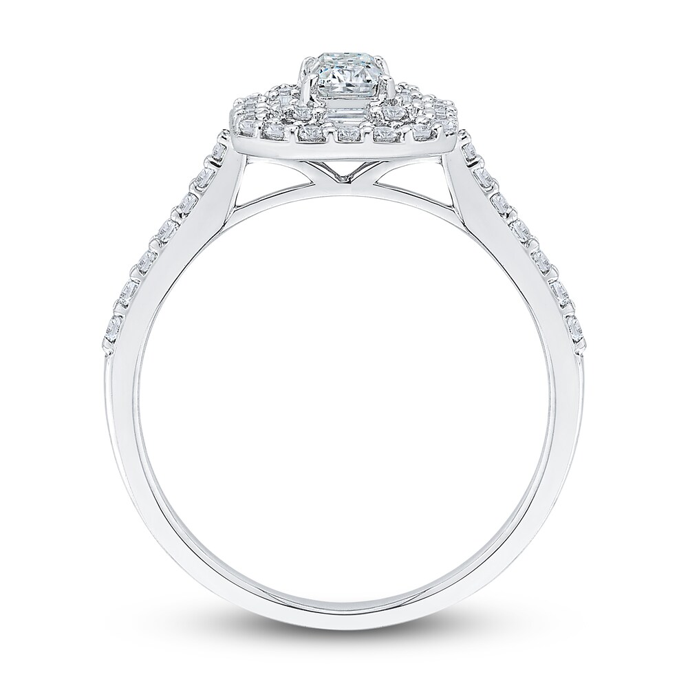 Diamond Engagement Ring 7/8 ct tw Emerald/Round 14K White Gold DKEws5jD Diamond Engagement Ring 7/8 ct tw Emerald/Round 14K White Gold DKEws5jD