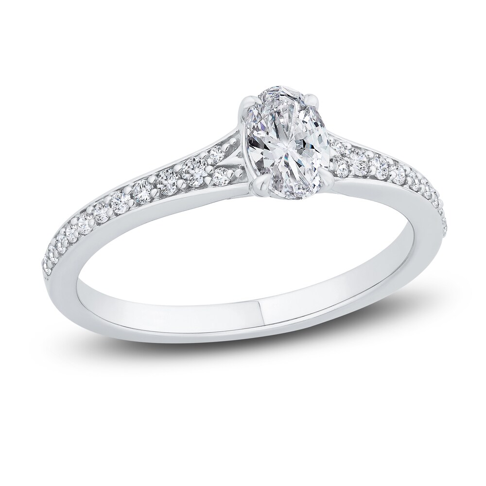 Diamond Engagement Ring 1/2 ct tw Oval/Round 14K White Gold DTOvyKTk Diamond Engagement Ring 1/2 ct tw Oval/Round 14K White Gold DTOvyKTk