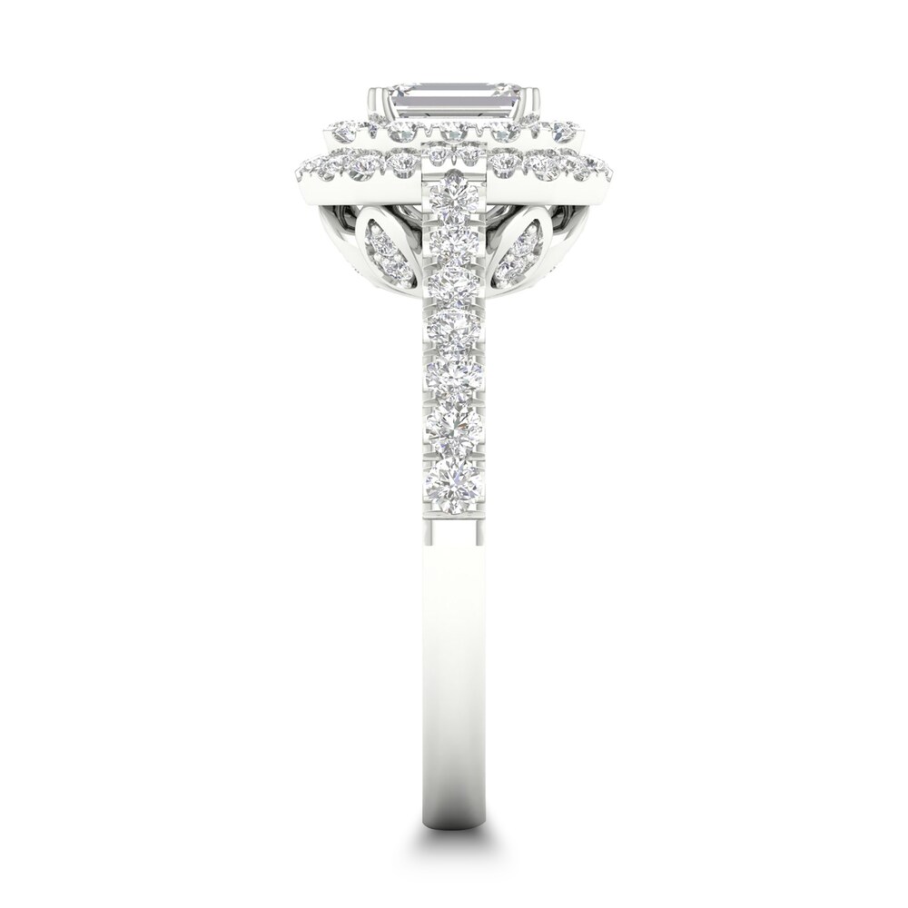 Diamond Ring 1 ct tw Emerald/Round-cut 14K White Gold Defranu8 Diamond Ring 1 ct tw Emerald/Round-cut 14K White Gold Defranu8