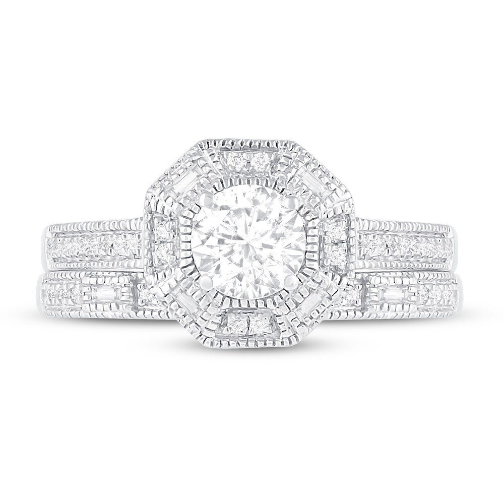 Diamond Bridal Set 3/4 ct tw Round/Baguette 14K White Gold DvXjO14H Diamond Bridal Set 3/4 ct tw Round/Baguette 14K White Gold DvXjO14H