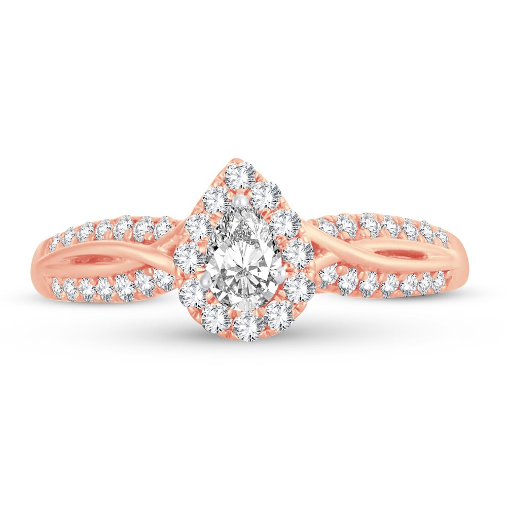 Diamond Ring 1/2 ct tw Pear-shaped 14K Rose Gold E2xXSHbS Diamond Ring 1/2 ct tw Pear-shaped 14K Rose Gold E2xXSHbS