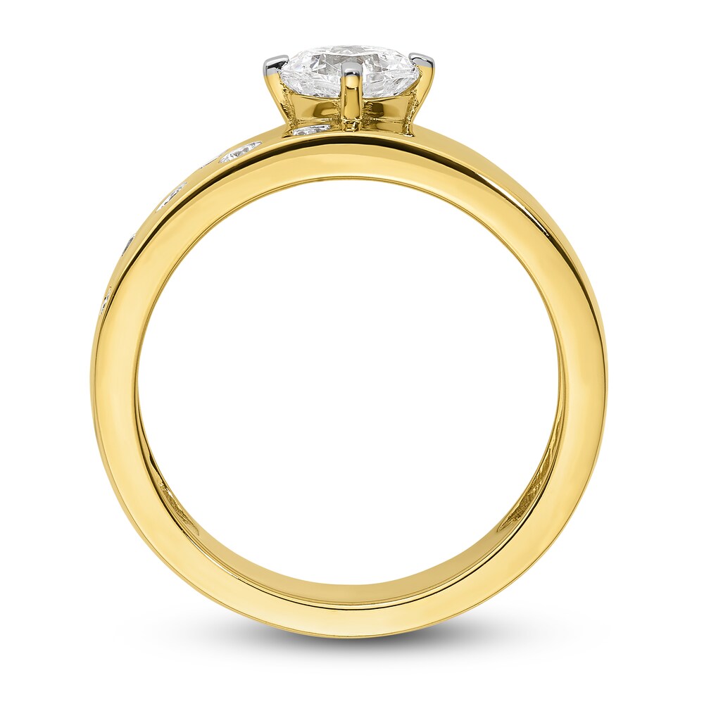 Diamond Engagement Ring 5/8 ct tw Cushion/Round 14K Yellow Gold EGNyvHnt