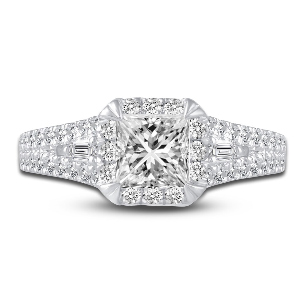 Diamond Engagement Ring 1-3/8 ct tw Princess/Round 14K White Gold EffWAeA7