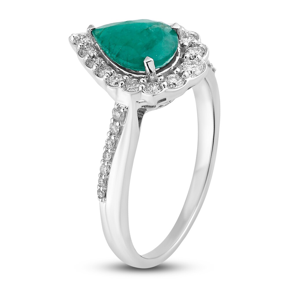 Natural Emerald Engagement Ring 1/3 ct tw 14K White Gold EfqAloHo Natural Emerald Engagement Ring 1/3 ct tw 14K White Gold EfqAloHo