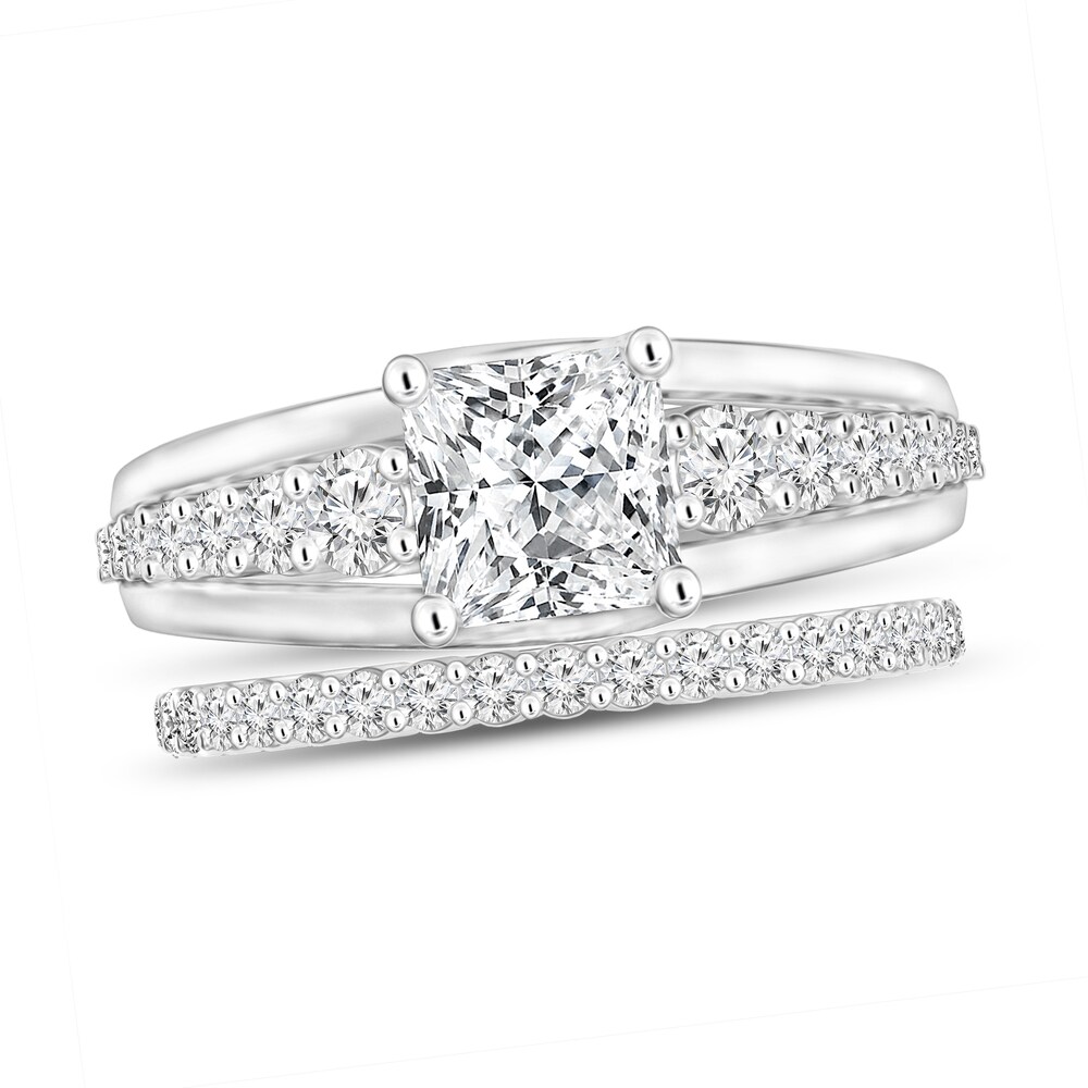Diamond Bridal Set 1-7/8 ct tw Princess/Round 14K White Gold FKbdLw8A