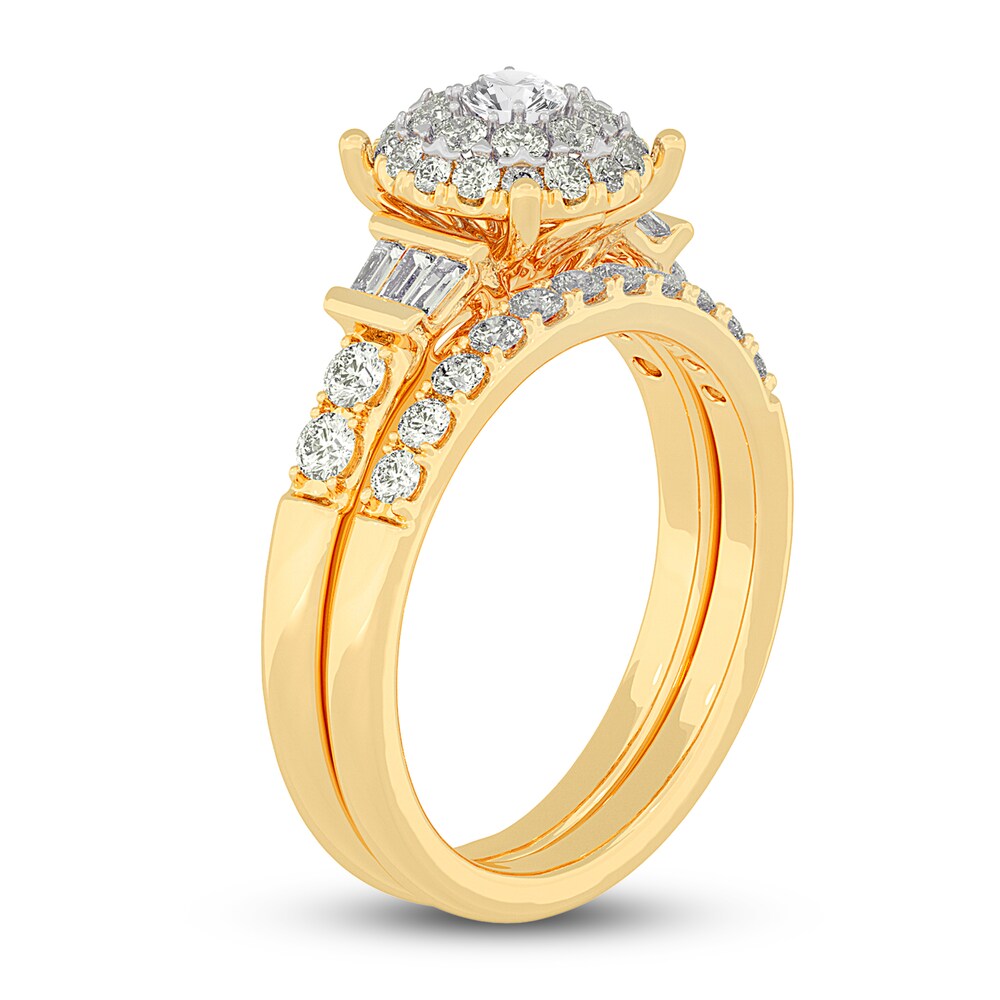 Diamond Halo Bridal Set 1 ct tw Round 14K Yellow Gold FpwQnwcJ Diamond Halo Bridal Set 1 ct tw Round 14K Yellow Gold FpwQnwcJ