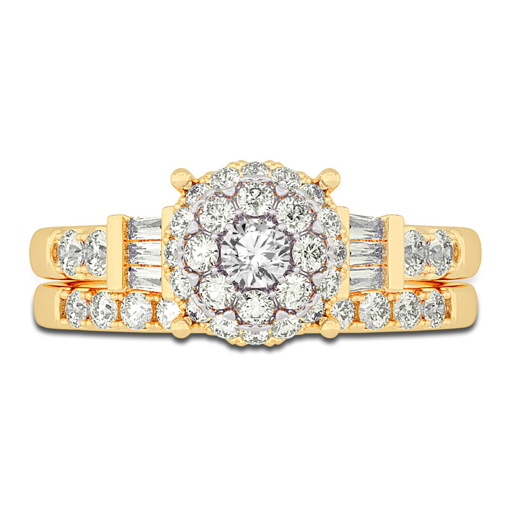 Diamond Halo Bridal Set 1 ct tw Round 14K Yellow Gold FpwQnwcJ Diamond Halo Bridal Set 1 ct tw Round 14K Yellow Gold FpwQnwcJ