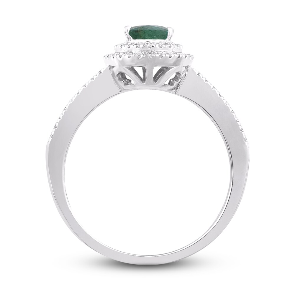 Natural Emerald Engagement Ring 1/4 ct tw Diamonds 14K White Gold GOScBdWh Natural Emerald Engagement Ring 1/4 ct tw Diamonds 14K White Gold GOScBdWh
