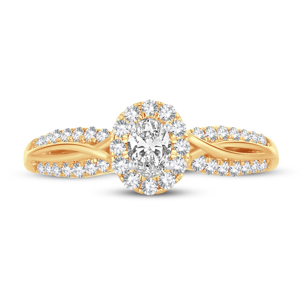 Diamond Engagement Ring 1/2 ct tw Round/Oval 14K Yellow Gold Ggg6ZWqz
