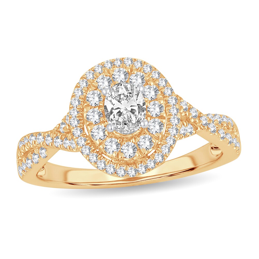 Diamond Ring 3/4 ct tw Oval 14K Yellow Gold GquFTpe6 Diamond Ring 3/4 ct tw Oval 14K Yellow Gold GquFTpe6