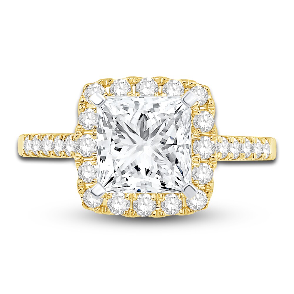 Engagement Ring 5/8 ct tw Princess/Round 14K Yellow Gold Gr48Zgai Engagement Ring 5/8 ct tw Princess/Round 14K Yellow Gold Gr48Zgai