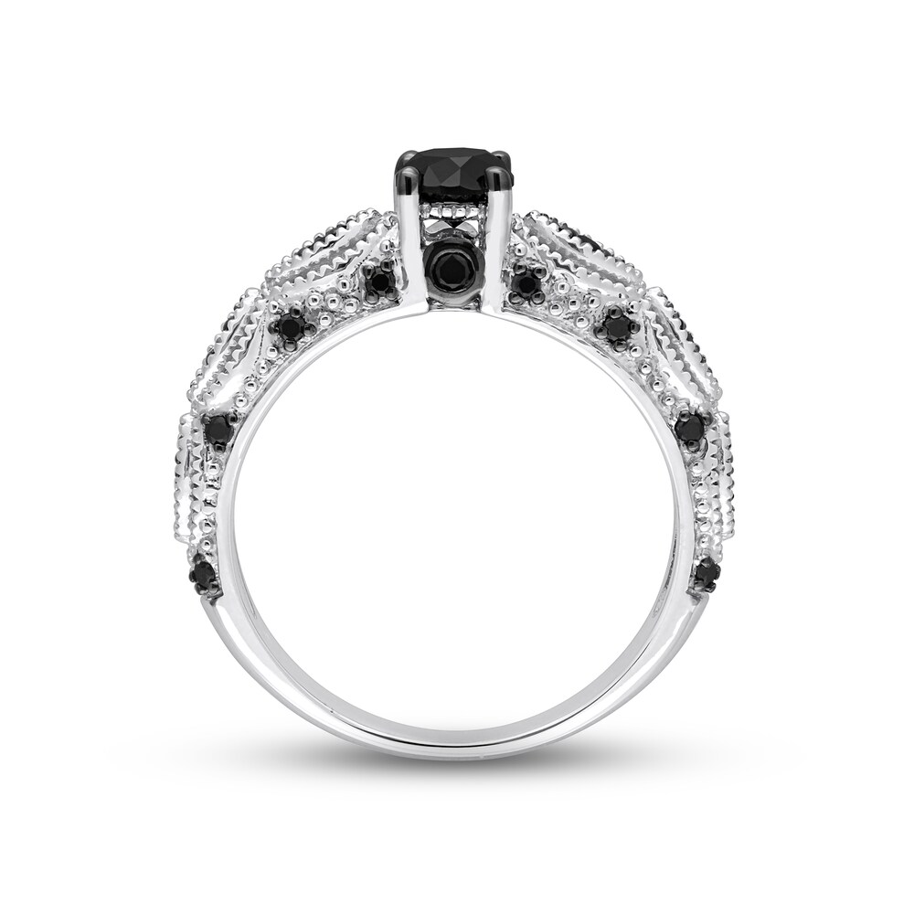 Black Diamond Engagement Ring 3/4 ct tw Round 10K White Gold HaD6by6K Black Diamond Engagement Ring 3/4 ct tw Round 10K White Gold HaD6by6K