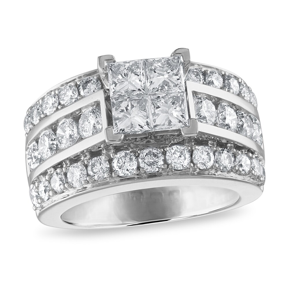 Diamond Engagement Ring 3-1/2 ct tw Princess/Round 14K White Gold HjPKHwG2 Diamond Engagement Ring 3-1/2 ct tw Princess/Round 14K White Gold HjPKHwG2