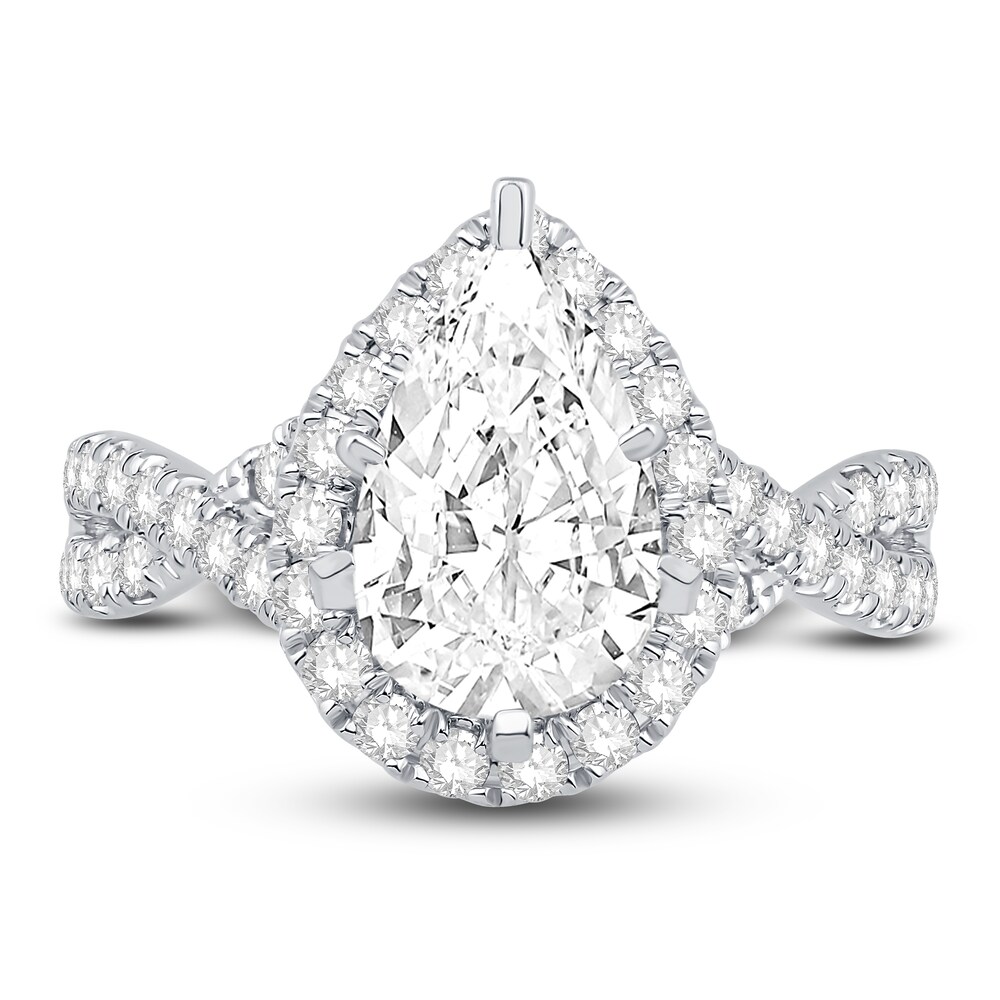 Engagement Ring 3/4 ct tw Pear/Round Platinum I0a71y8x Engagement Ring 3/4 ct tw Pear/Round Platinum I0a71y8x