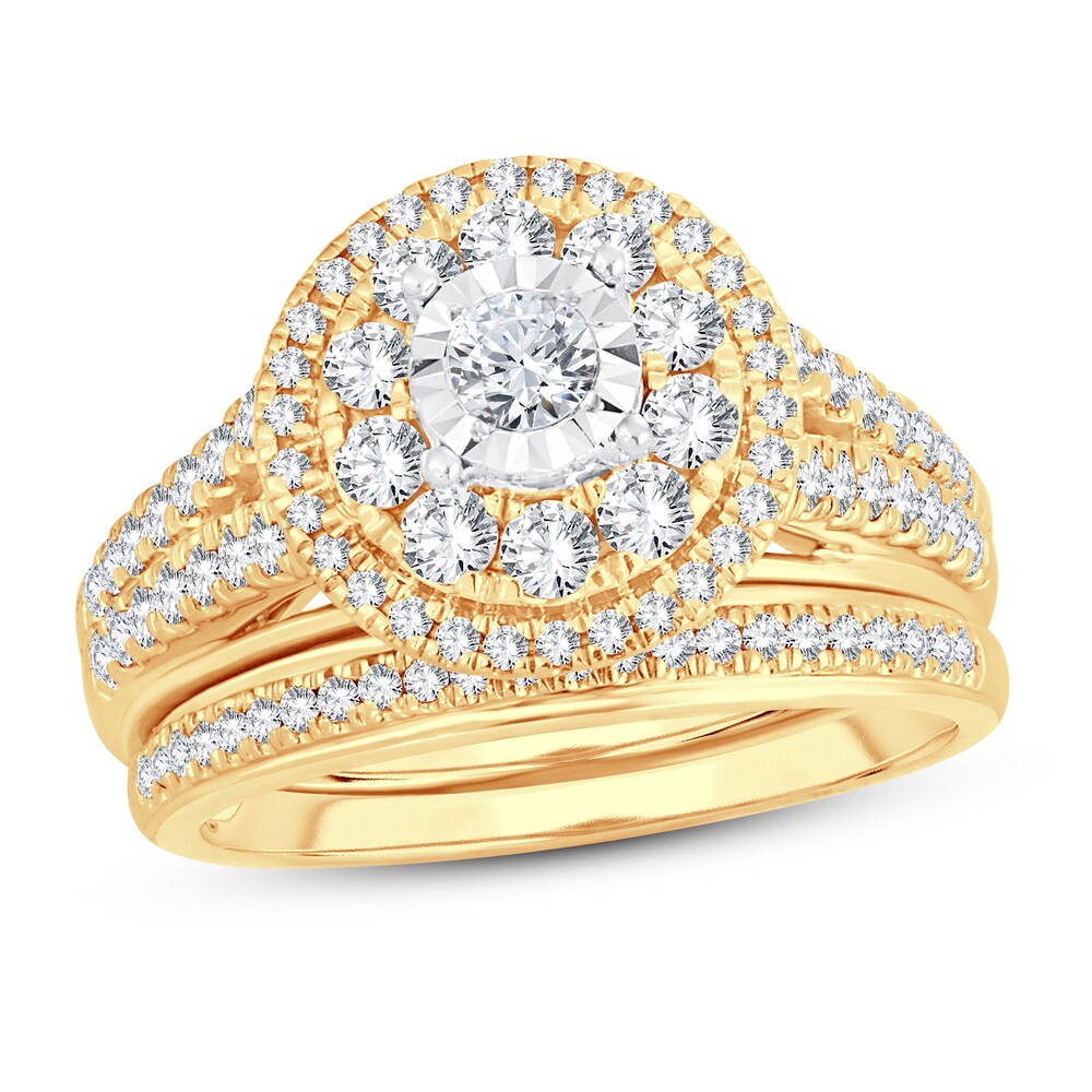 Diamond Bridal Set 1-1/10 ct tw Round-cut 14K Yellow Gold IeIbrxSE Diamond Bridal Set 1-1/10 ct tw Round-cut 14K Yellow Gold IeIbrxSE