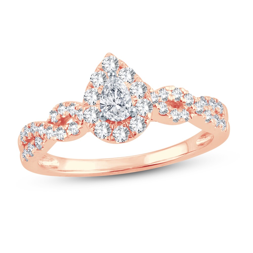 Diamond Ring 1/2 ct tw Pear-shaped 14K Rose Gold J55Nx2FU Diamond Ring 1/2 ct tw Pear-shaped 14K Rose Gold J55Nx2FU