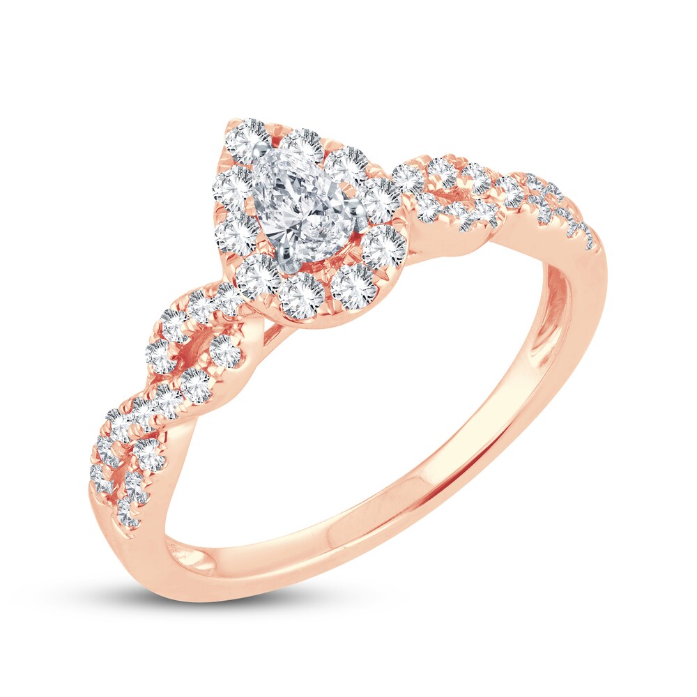 Diamond Ring 1/2 ct tw Pear-shaped 14K Rose Gold J55Nx2FU Diamond Ring 1/2 ct tw Pear-shaped 14K Rose Gold J55Nx2FU