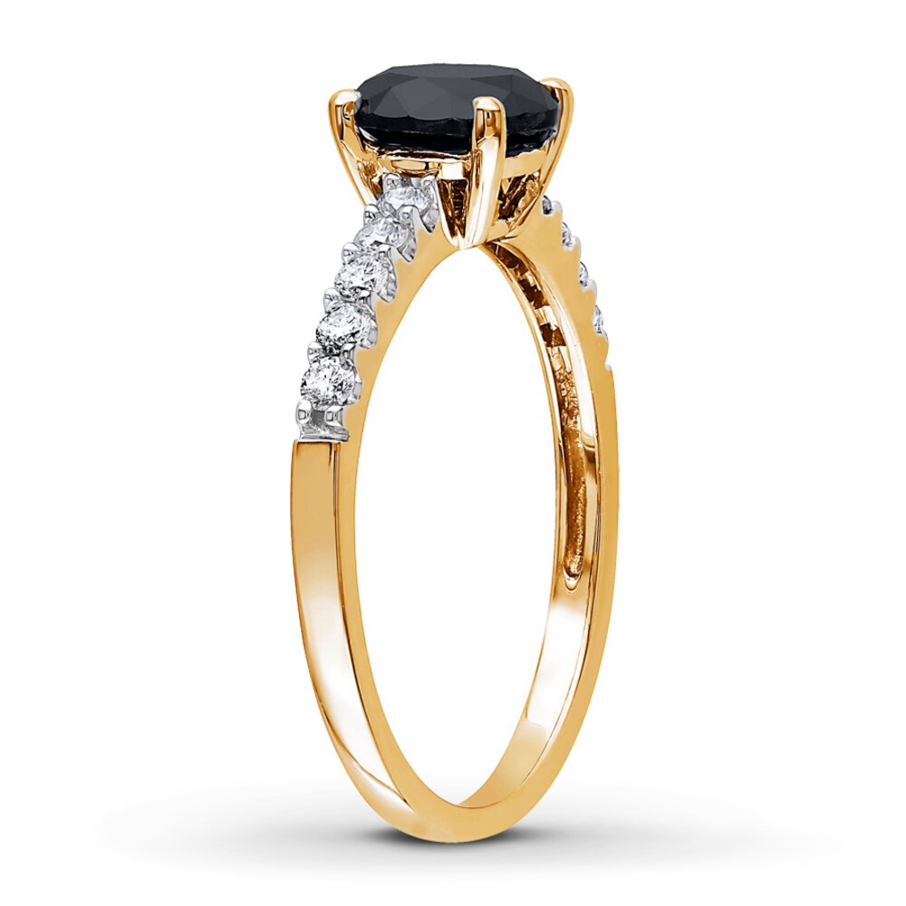 Black Diamond Engagement Ring 1-1/5 ct tw Round 14K Yellow Gold JCWK3hcG Black Diamond Engagement Ring 1-1/5 ct tw Round 14K Yellow Gold JCWK3hcG