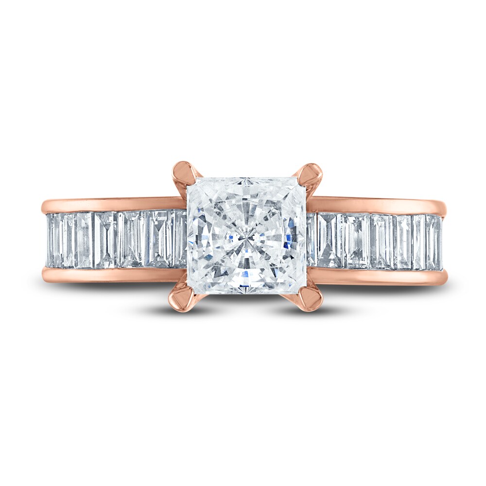 Vera Wang WISH Diamond Engagement Ring 2-1/4 ct tw Princess/Baguette 18K Rose Gold JNPLPhrI