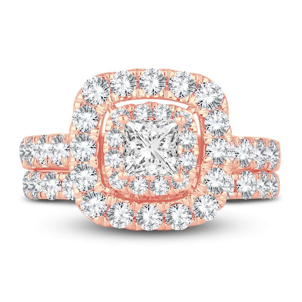 Diamond Bridal Set 2-1/2 ct tw Princess/Round 14K Rose Gold JYAODHAg