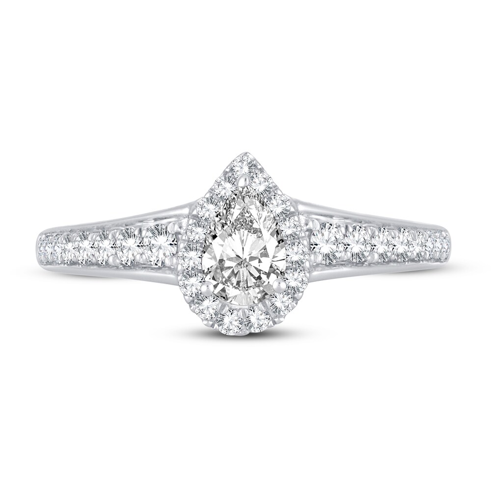 Diamond Engagement Ring 1 ct tw Round/Pear-shaped 14K White Gold JZcYCmx2 Diamond Engagement Ring 1 ct tw Round/Pear-shaped 14K White Gold JZcYCmx2