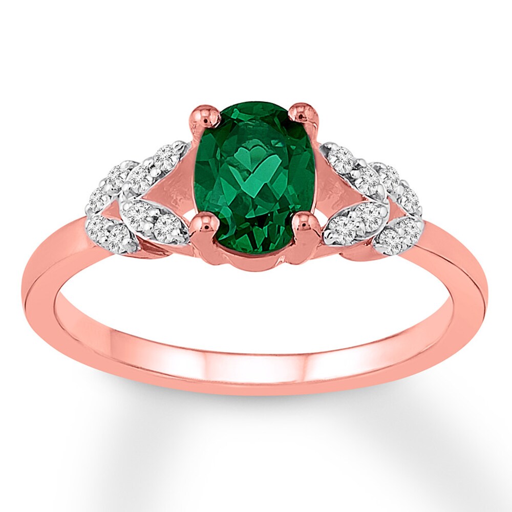 Natural Emerald Engagement Ring 1/10 ct tw Diamonds 14K Gold JfpHZd1C Natural Emerald Engagement Ring 1/10 ct tw Diamonds 14K Gold JfpHZd1C