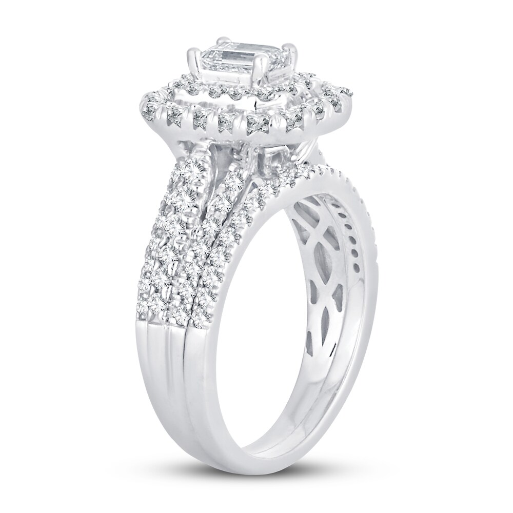 Diamond Bridal Set 1-1/2 ct tw Emerald/Round-cut 14K White Gold Jg1Nn5xq Diamond Bridal Set 1-1/2 ct tw Emerald/Round-cut 14K White Gold Jg1Nn5xq