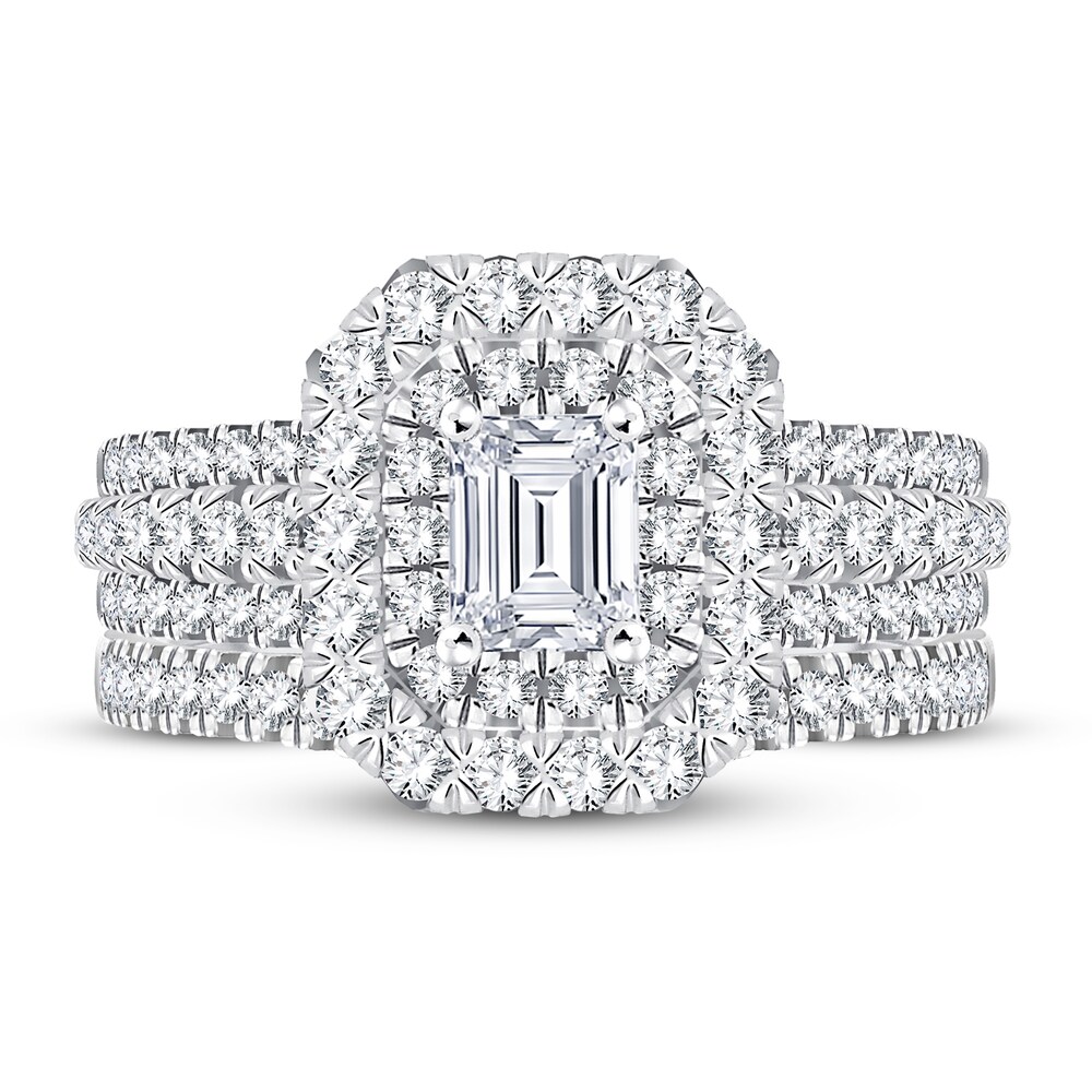 Diamond Bridal Set 1-1/2 ct tw Emerald/Round-cut 14K White Gold Jg1Nn5xq Diamond Bridal Set 1-1/2 ct tw Emerald/Round-cut 14K White Gold Jg1Nn5xq