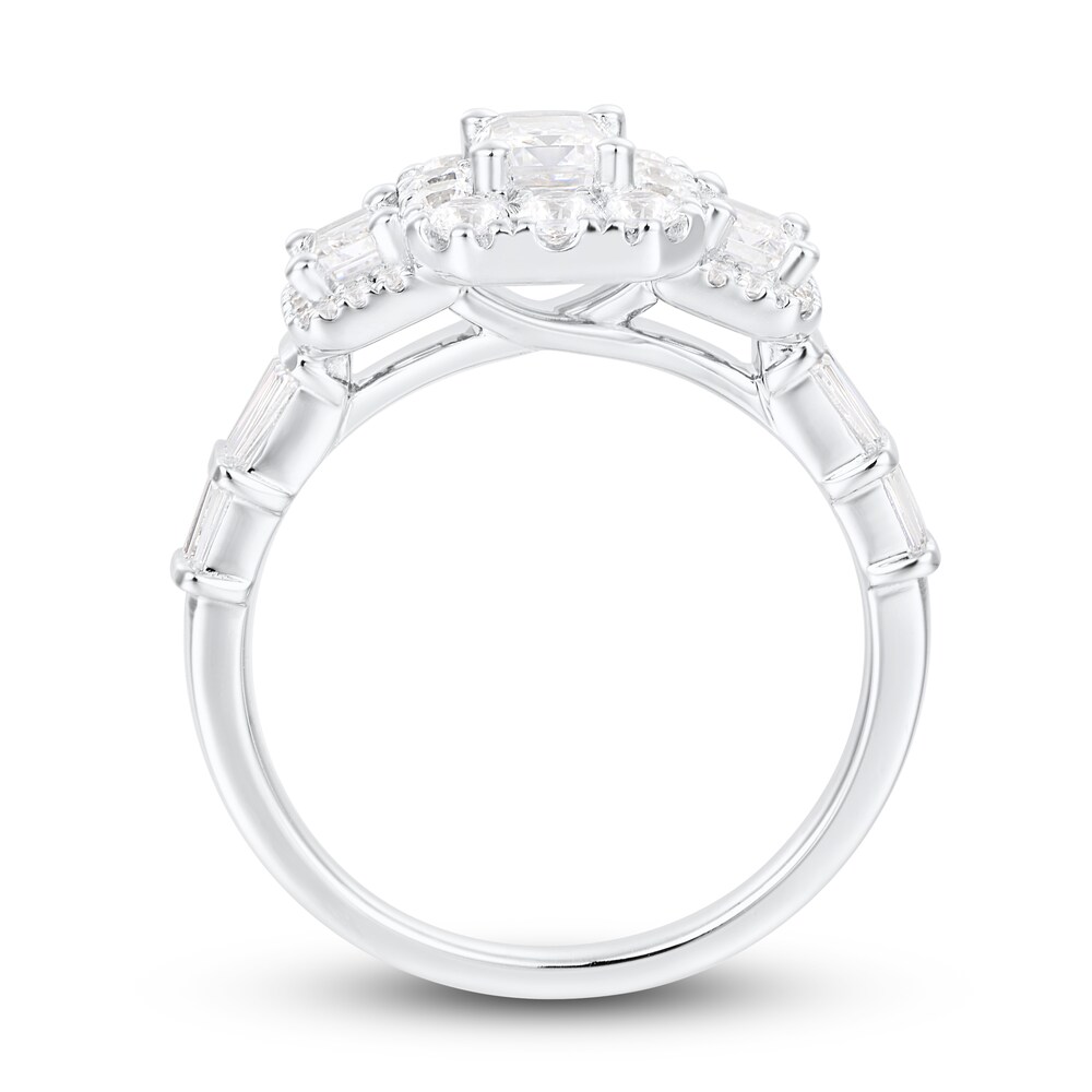 Diamond 3-Stone Engagement Ring 1-1/2 ct tw Emerald/Round/ Baguette 14K White Gold Ji8LqnoP Diamond 3-Stone Engagement Ring 1-1/2 ct tw Emerald/Round/ Baguette 14K White Gold Ji8LqnoP