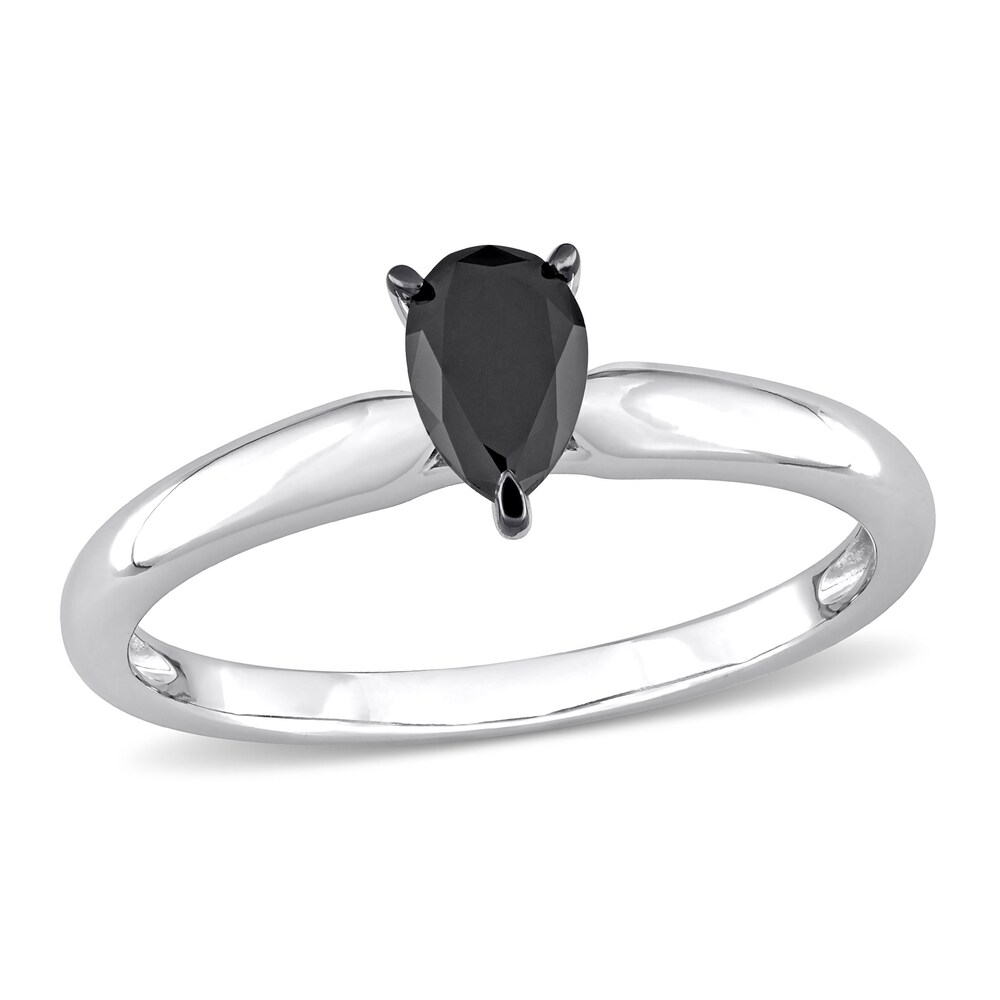 Black Diamond Solitaire Engagement Ring 1/2 ct tw Pear-shaped 14K White Gold JswMF3lv Black Diamond Solitaire Engagement Ring 1/2 ct tw Pear-shaped 14K White Gold JswMF3lv