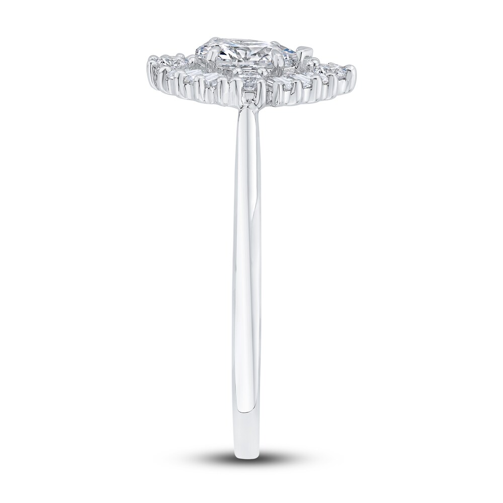 Diamond Engagement Ring 3/4 ct tw Pear-shaped/Round/Baguette 14K White Gold Kcqc4vpJ Diamond Engagement Ring 3/4 ct tw Pear-shaped/Round/Baguette 14K White Gold Kcqc4vpJ