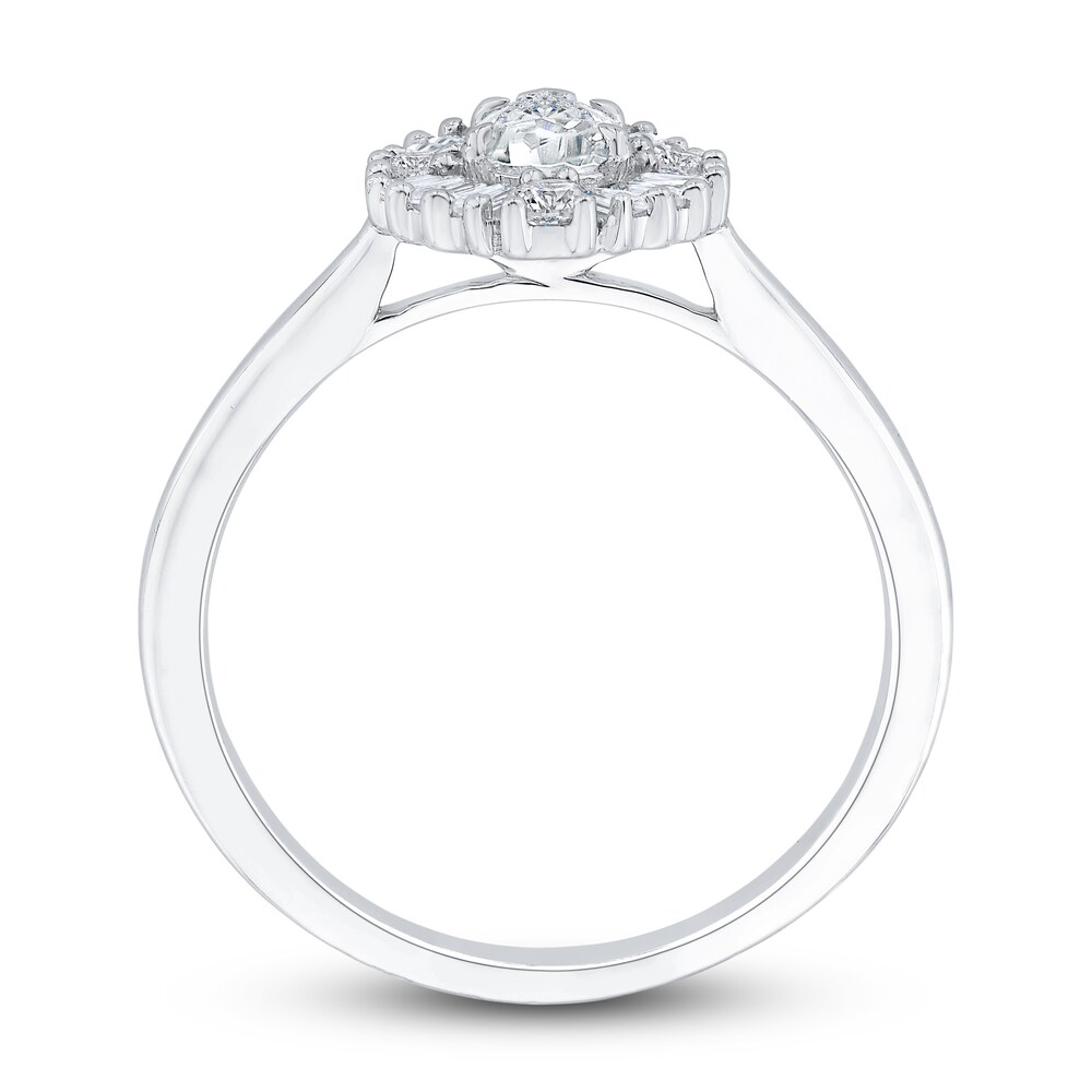 Diamond Engagement Ring 3/4 ct tw Pear-shaped/Round/Baguette 14K White Gold Kcqc4vpJ Diamond Engagement Ring 3/4 ct tw Pear-shaped/Round/Baguette 14K White Gold Kcqc4vpJ