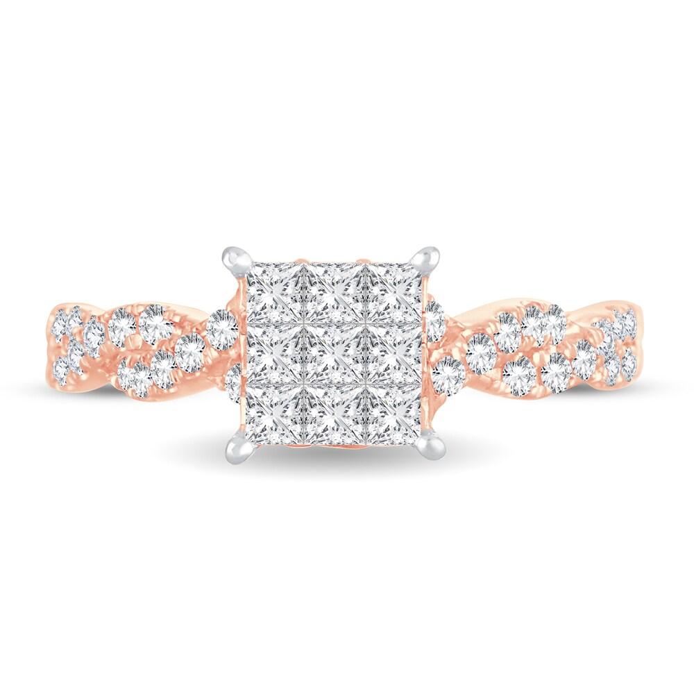 Diamond Ring 3/4 ct tw Princess 14K Rose Gold LGDnkfCO Diamond Ring 3/4 ct tw Princess 14K Rose Gold LGDnkfCO