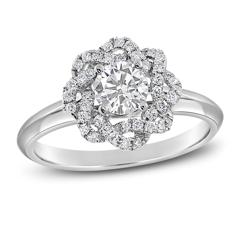 Diamond Engagement Ring 5/8 ct tw Round 14K White Gold LHxlHZqf