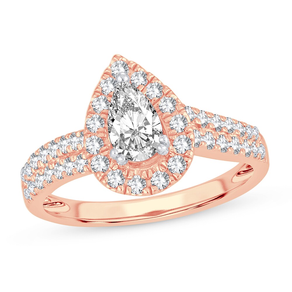 Diamond Ring 1 ct tw Pear-shaped 14K Rose Gold LSsVJpKl Diamond Ring 1 ct tw Pear-shaped 14K Rose Gold LSsVJpKl
