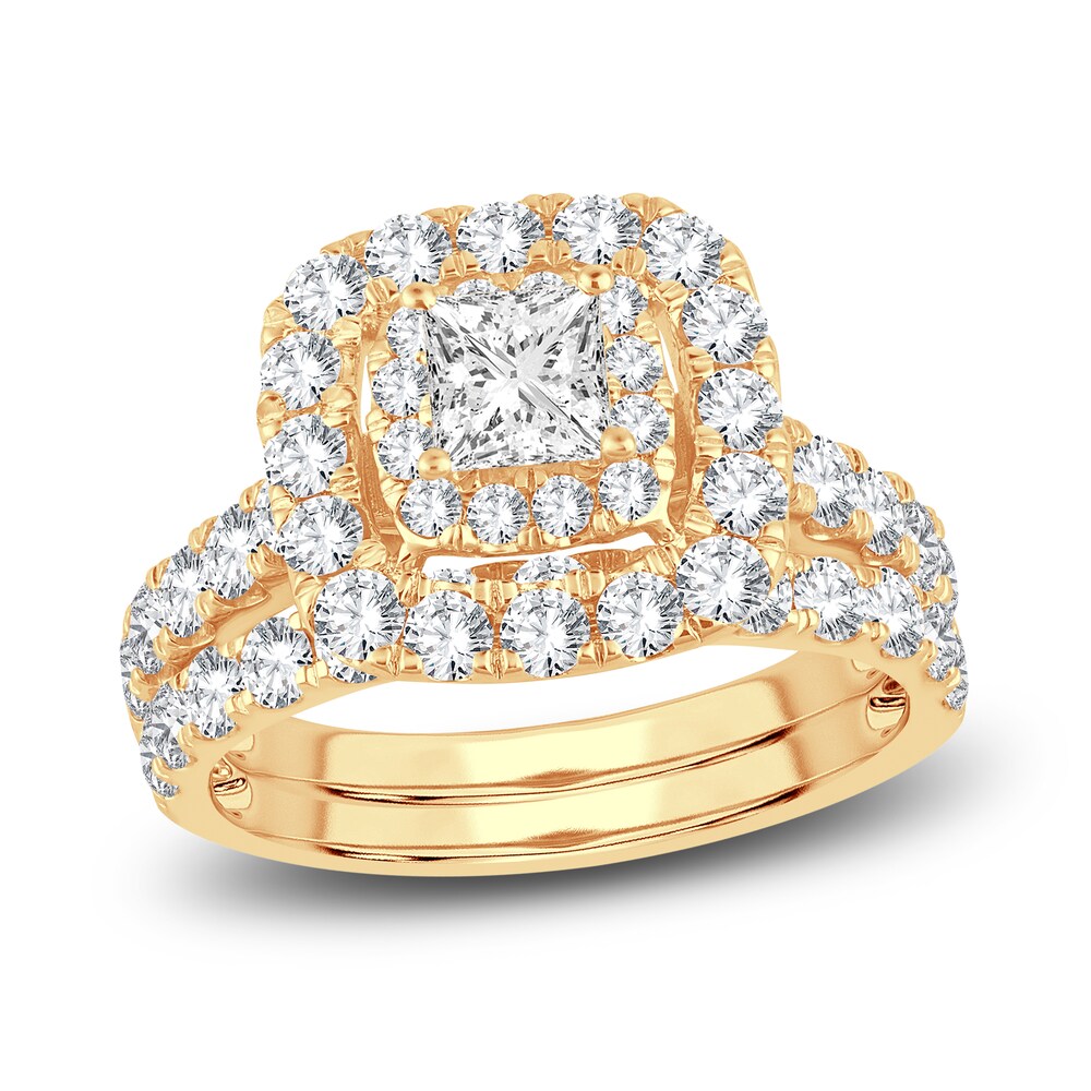 Diamond Bridal Set 2-1/2 ct tw Princess/Round 14K Yellow Gold LqQ4casm Diamond Bridal Set 2-1/2 ct tw Princess/Round 14K Yellow Gold LqQ4casm