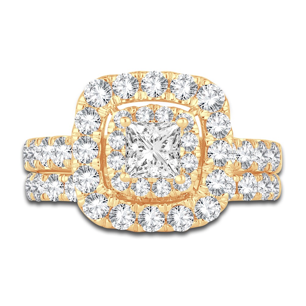 Diamond Bridal Set 2-1/2 ct tw Princess/Round 14K Yellow Gold LqQ4casm Diamond Bridal Set 2-1/2 ct tw Princess/Round 14K Yellow Gold LqQ4casm