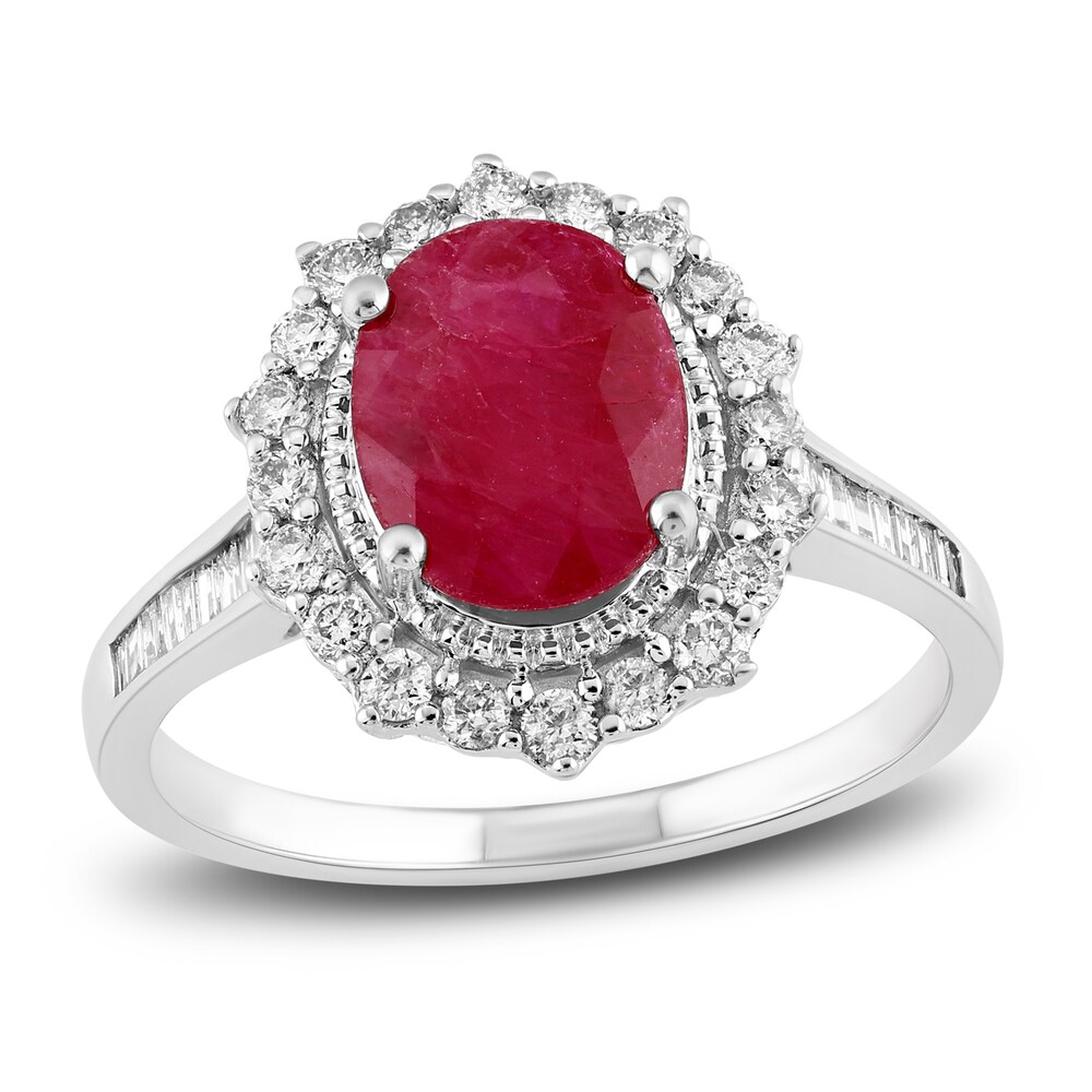 Natural Ruby Engagement Ring 1/2 ct tw Diamonds 14K White Gold M1IoC0ob Natural Ruby Engagement Ring 1/2 ct tw Diamonds 14K White Gold M1IoC0ob
