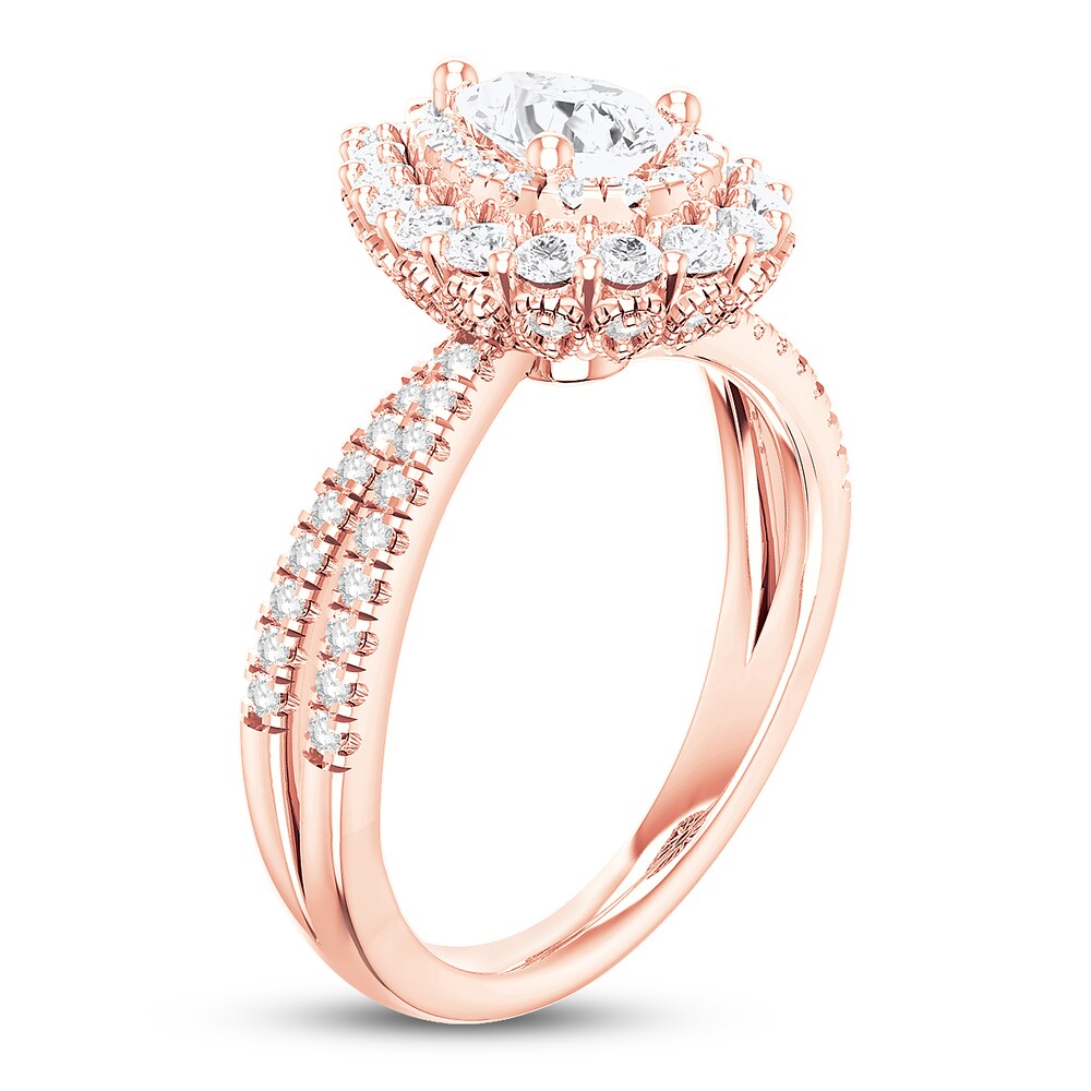 Diamond Engagement Ring 1 ct tw Round/Pear-shaped 14K Rose Gold MNegNMrf Diamond Engagement Ring 1 ct tw Round/Pear-shaped 14K Rose Gold MNegNMrf